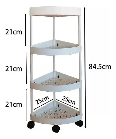 Organizador de hogar esquinero de ruedas 4 niveles