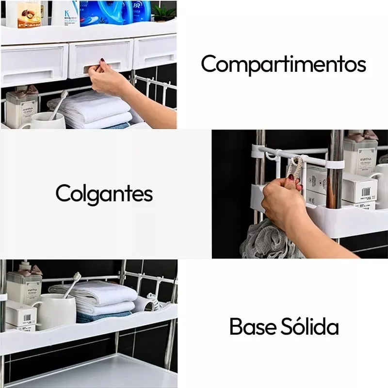 Mueble organizador de baño resistente de almacenamiento