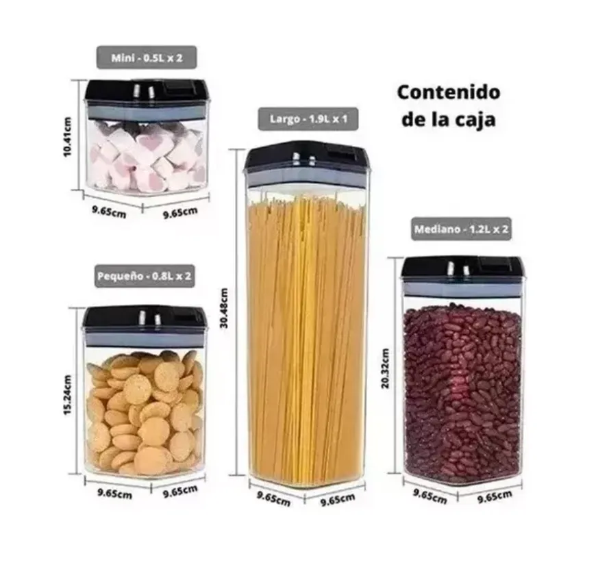 Juego De Recipientes Herméticos Para Alimentos 7 Unidades