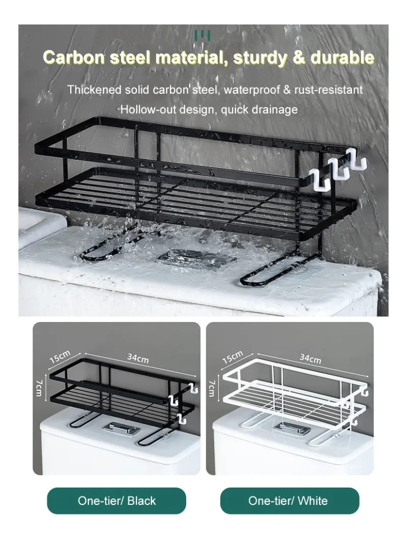 Repisa de baño organizador de inodoro metálico