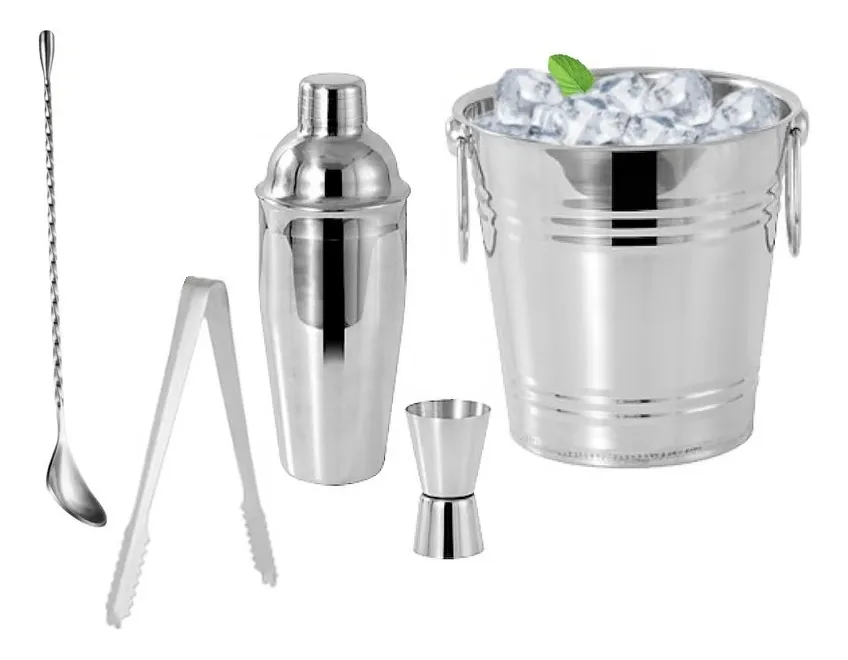 Kit de coctelería 5 accesorios en acero