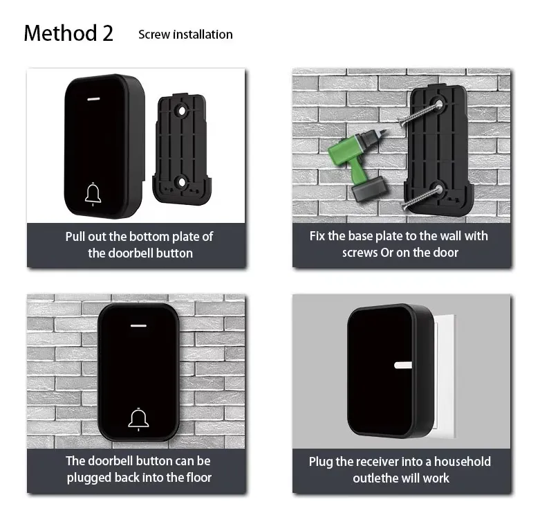 Timbre Inalámbrico Autoalimentado Casa Puerta Seguridad