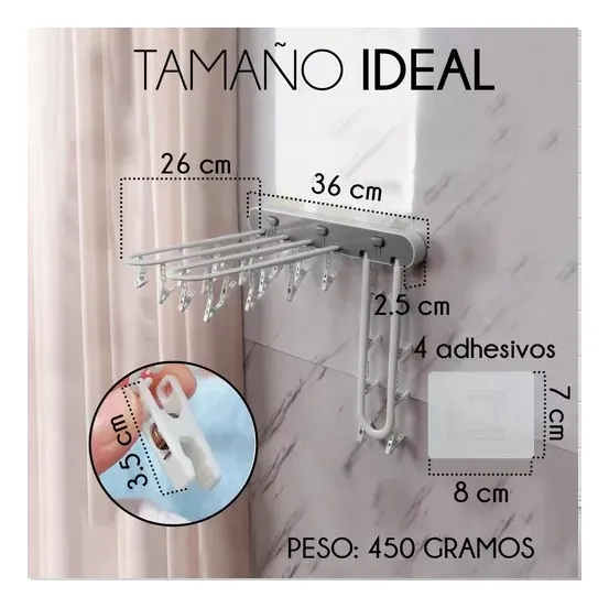 Tendedero plegable de pared para ropa ligera