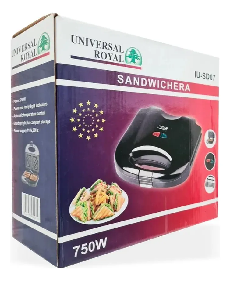 Sandwichera Eléctrica Doble Asador 750W Universal Royal