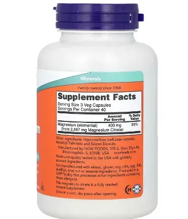 Now Foods, Magnesium Citrate, 120 Veg Capsules