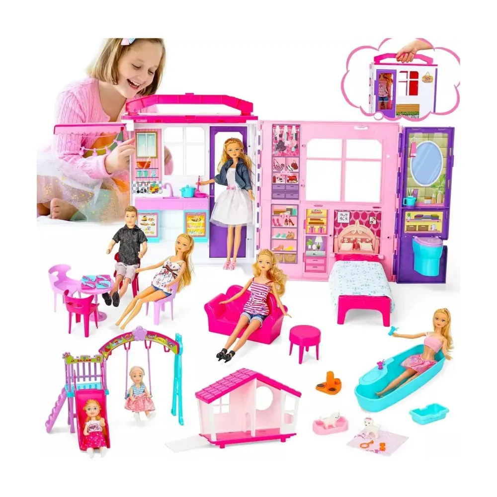 Dream Doll Casa De Muñecas Portable 60 Accesorios