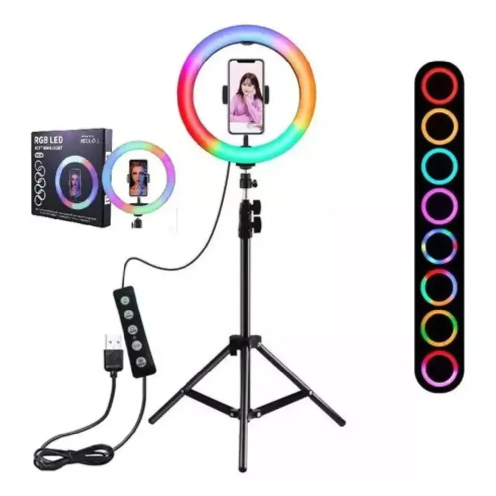 Aro De Luz Led 36 Cm Grande Luz Rgb Cálida Fría + Trípode R06