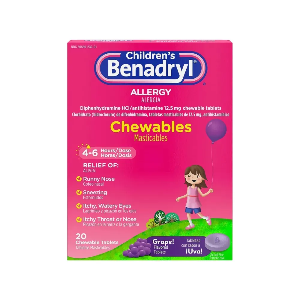 Children's Benadryl Allergy Uva 20 Tabletas