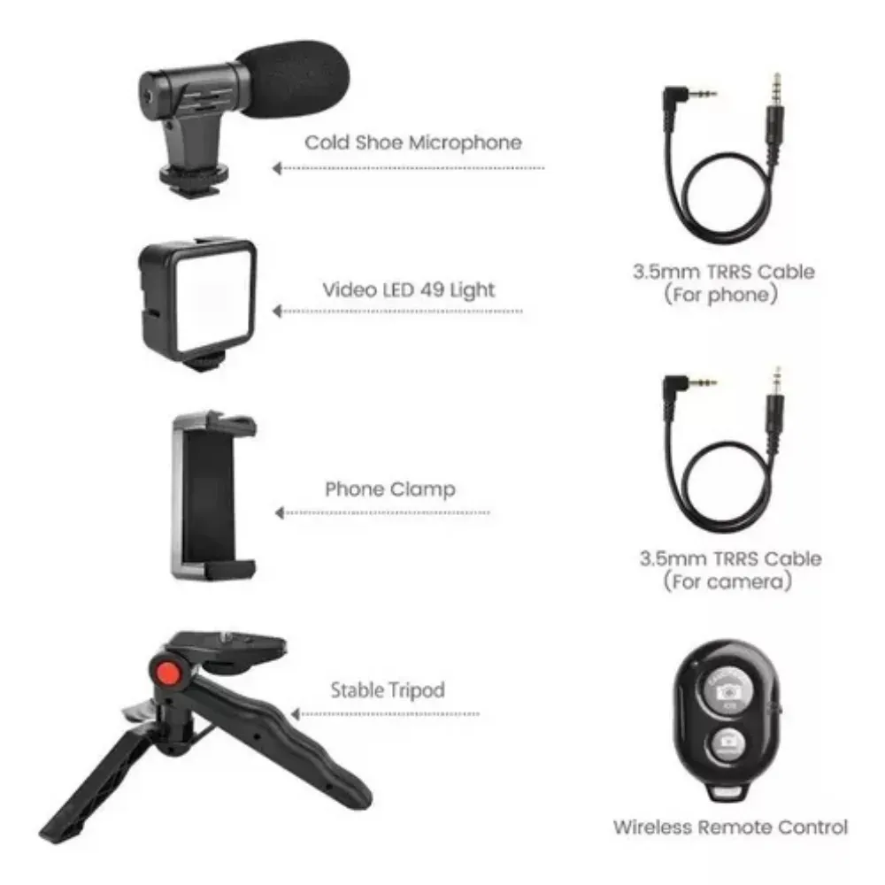 Estabilizador Soporte Celular Luz Led Micrófono + Control 