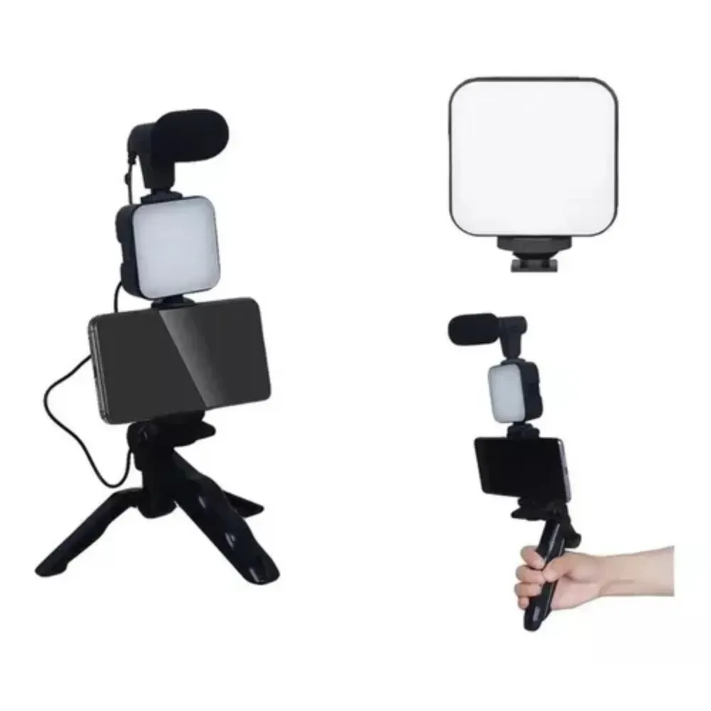 Estabilizador Soporte Celular Luz Led Micrófono + Control 