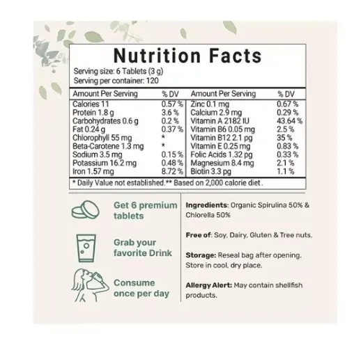 Microingredients Espirulina Orgánica y Chlorella 720 Suplementos