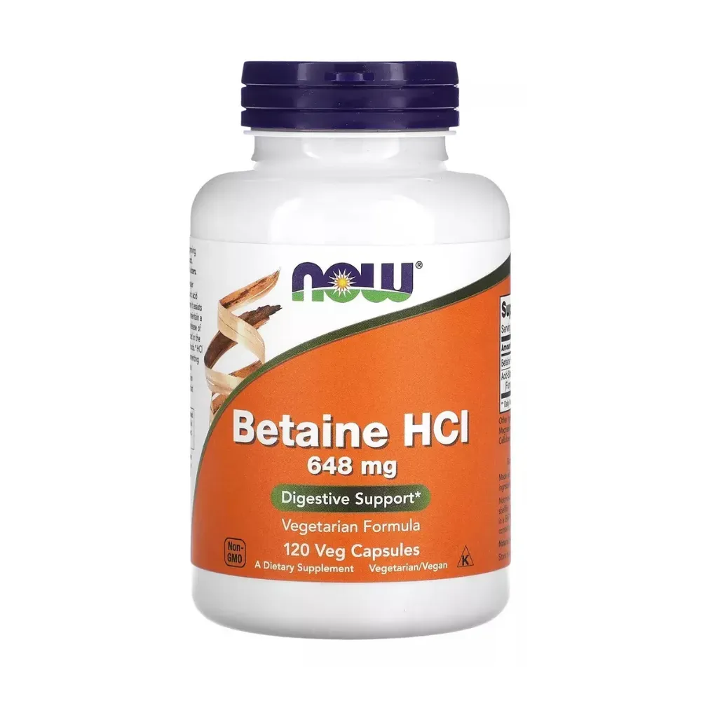 Now Betaina Hcl 648 Mg 120cáps