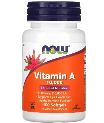 Now Foods, vitamina A, 10 000 UI, 100 Cápsulas 