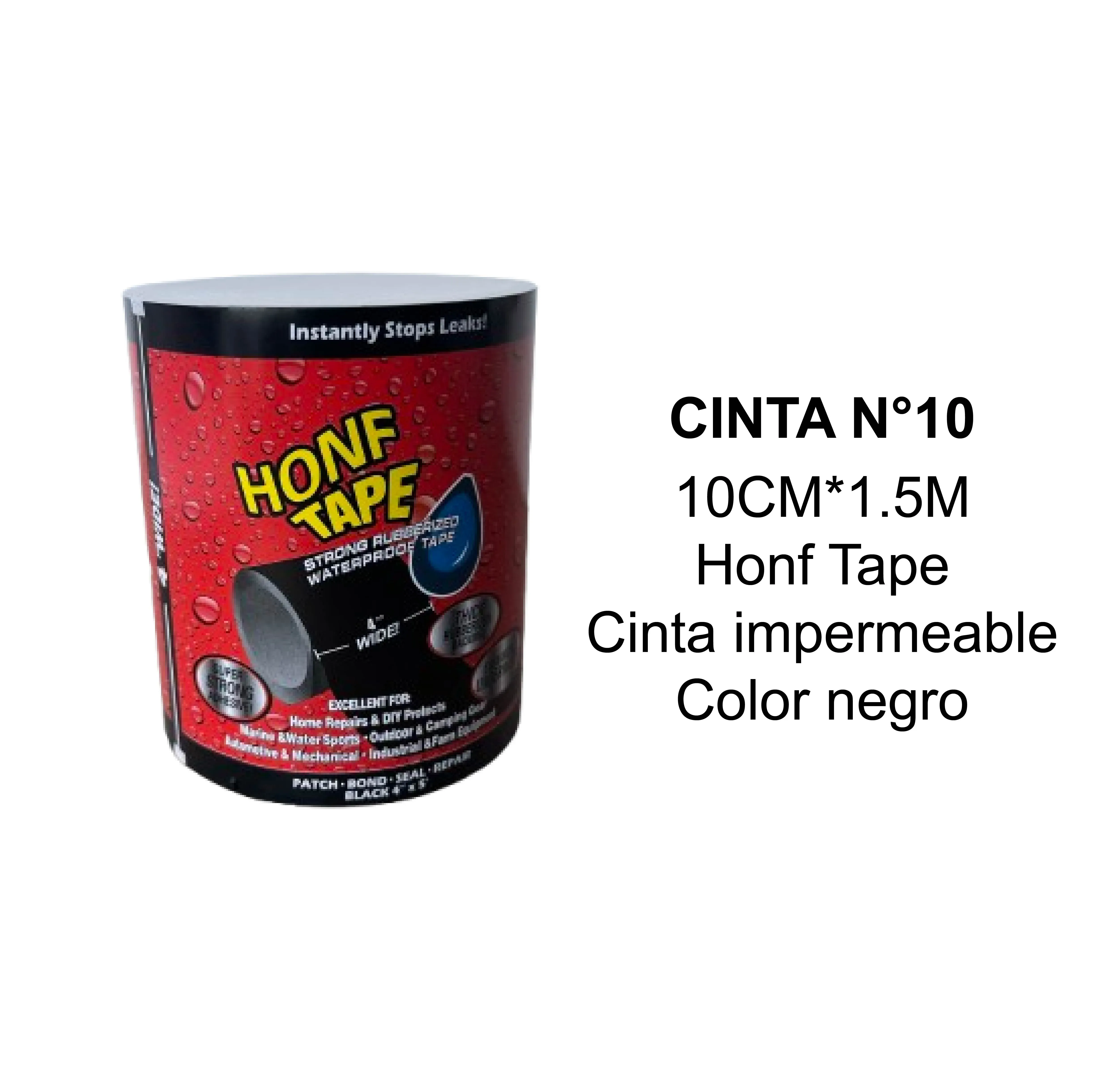 Cinta Impermeable Negra 10cmx1.5m N°10