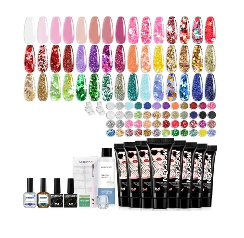 Morovan Kit de uñas de polygel Sin Lampara Led 