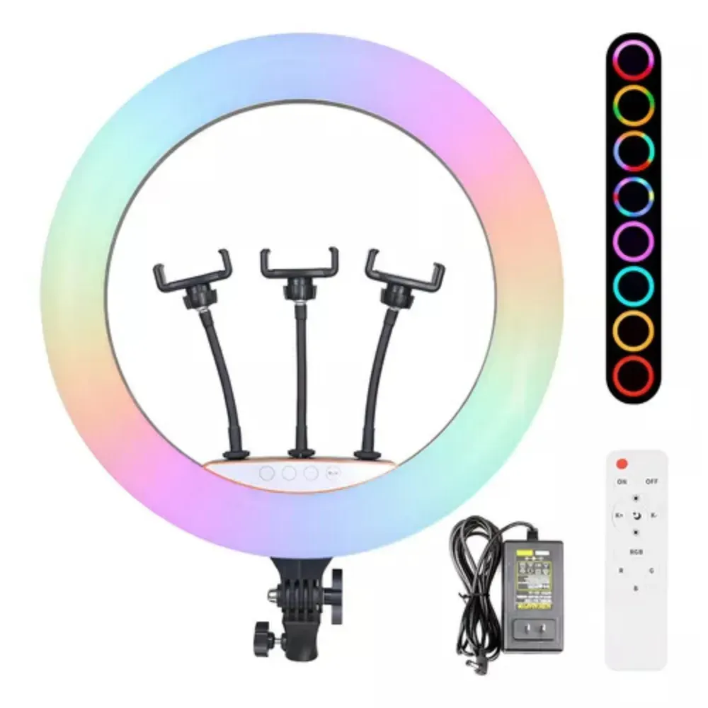 Aro De Luz 45 Cm Rgb Led Trípode Profesional Control Remoto R07