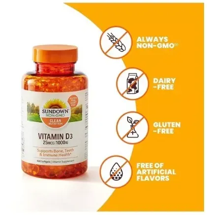 Sundown Vitamina D3 No OGM 1000 IU, 400 Softgels