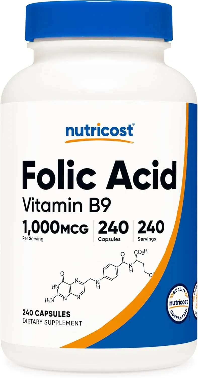 Nutricost Ácido Fólico (vitamina B9) 240 Capsulas 