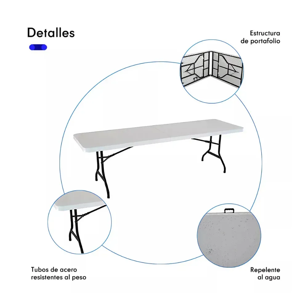 Mesa Portafolio Plegable 180cm Resistente F01A