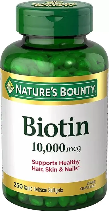 Nature's Bounty Biotin 10,000 mcg, 250 cápsulas blandas de liberación rápida