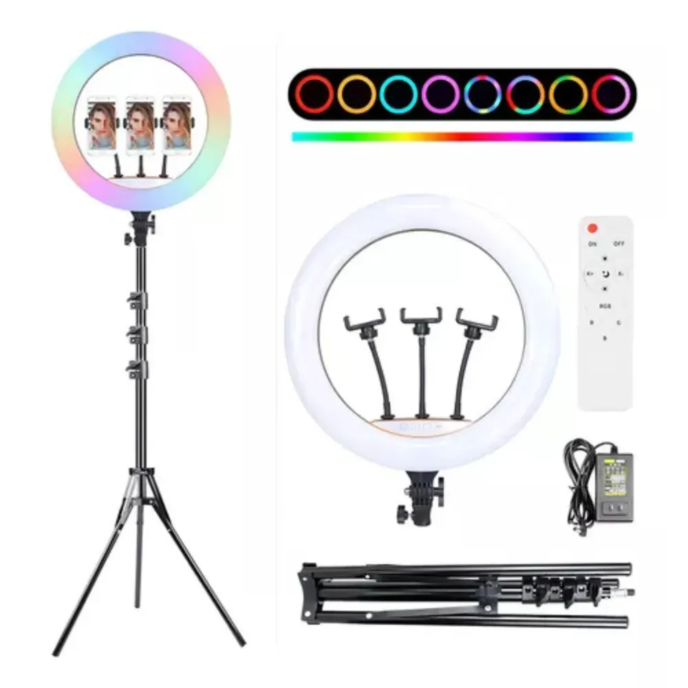 Aro De Luz 45 Cm Rgb Led Trípode Profesional Control Remoto R07