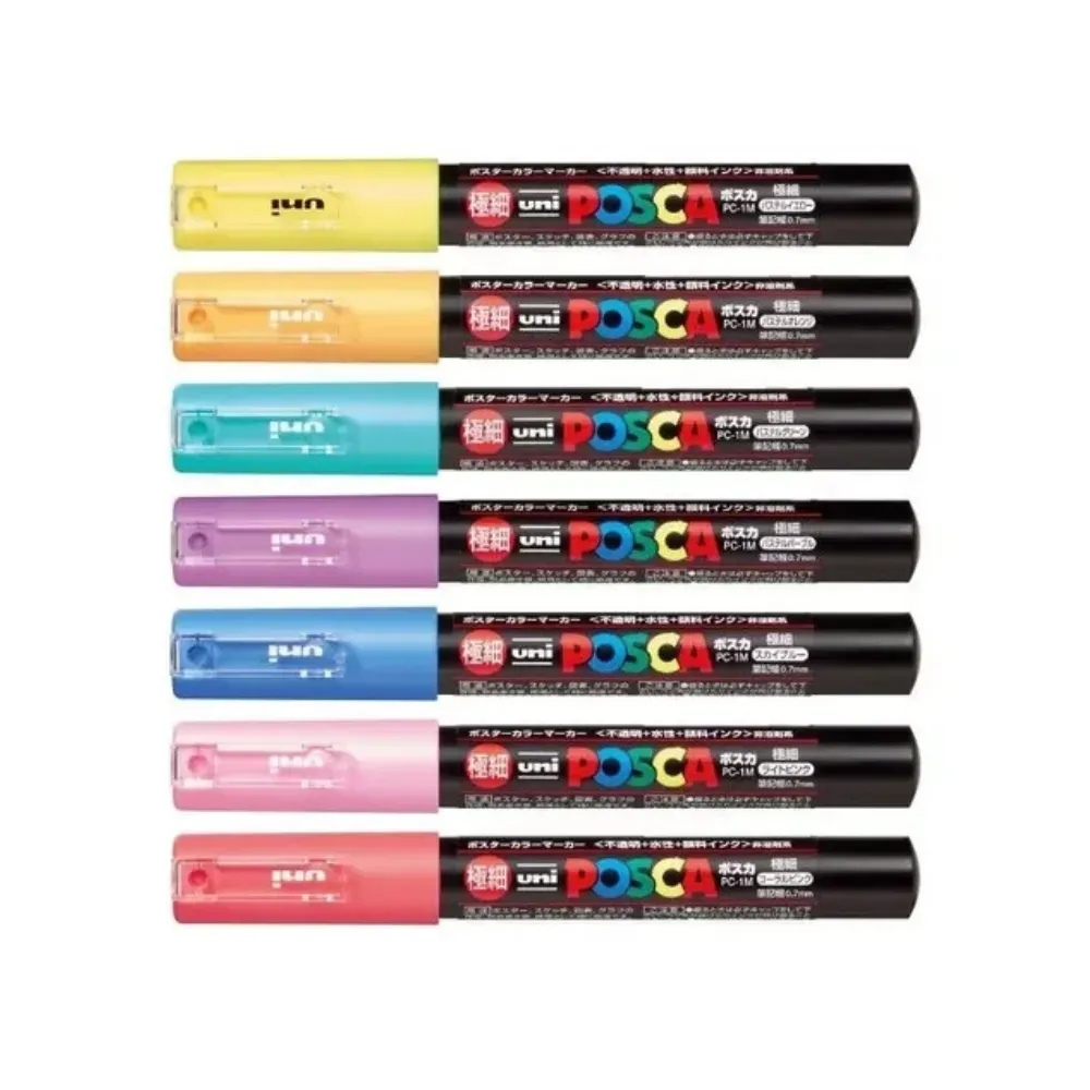 Set Uni Posca Marcadores 7 Colores Pastel 1m