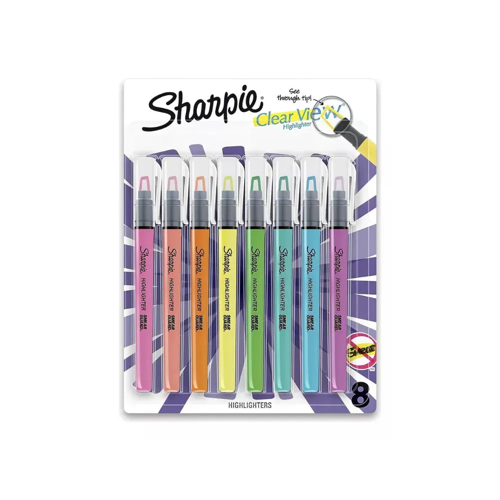 Set De 8 Resaltadores Multicolores Sharpie Clear View