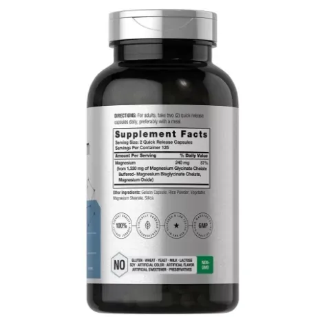 Horbaach Magnesio Glicina 1,330 mg, 250 Cápsulas