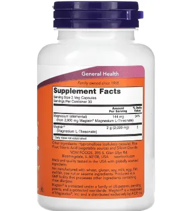 Now Foods, Magtein, Magnesium L-Threonate, 90 Veg Capsules