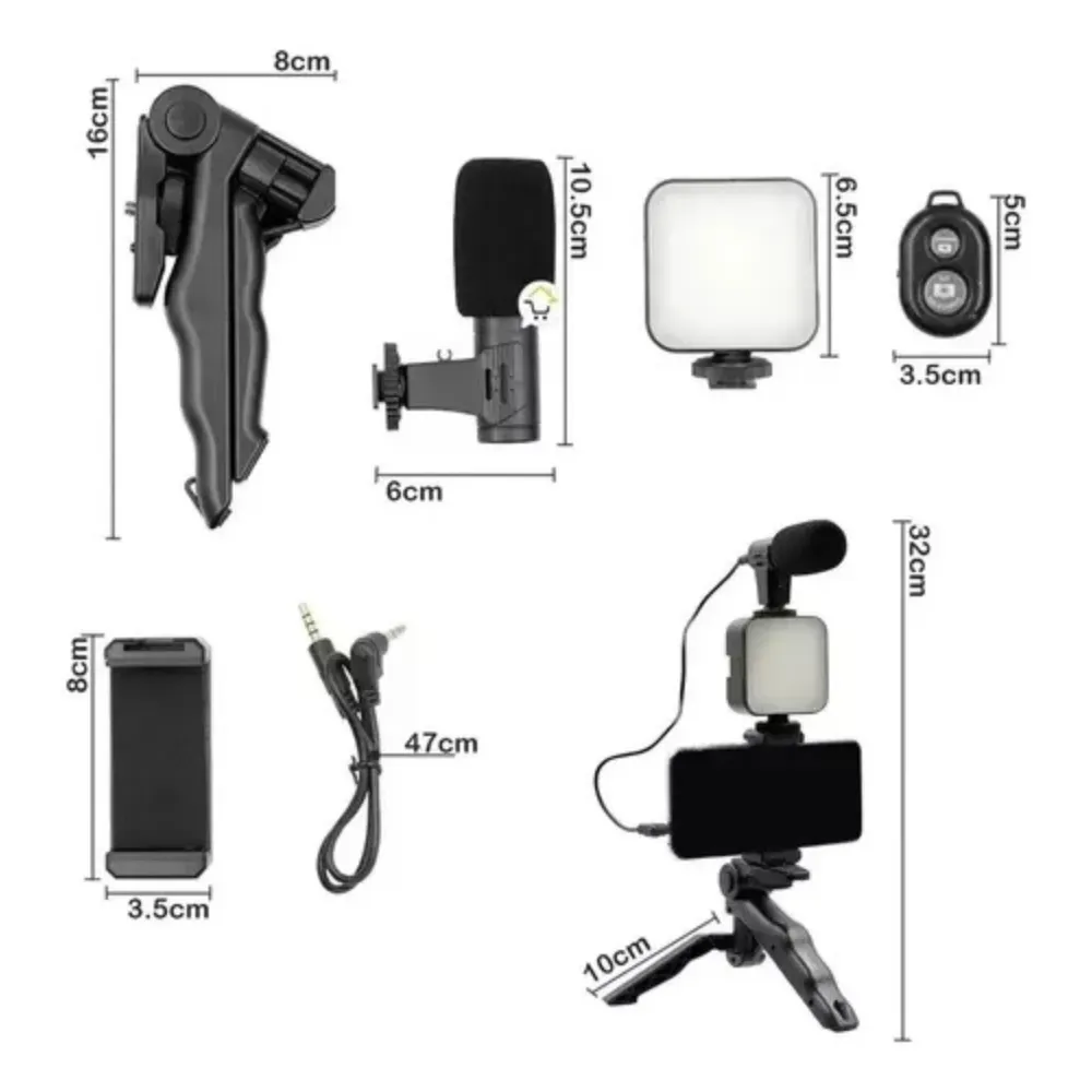 Estabilizador Soporte Celular Luz Led Micrófono + Control 