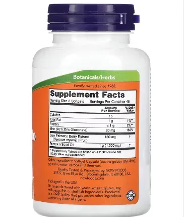 NOW Foods, extracto de saw palmetto, 90 cápsulas