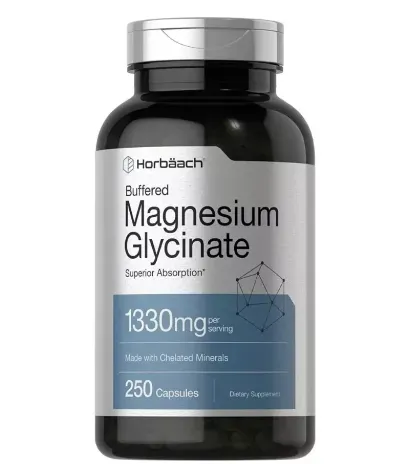 Horbaach Magnesio Glicina 1,330 mg, 250 Cápsulas