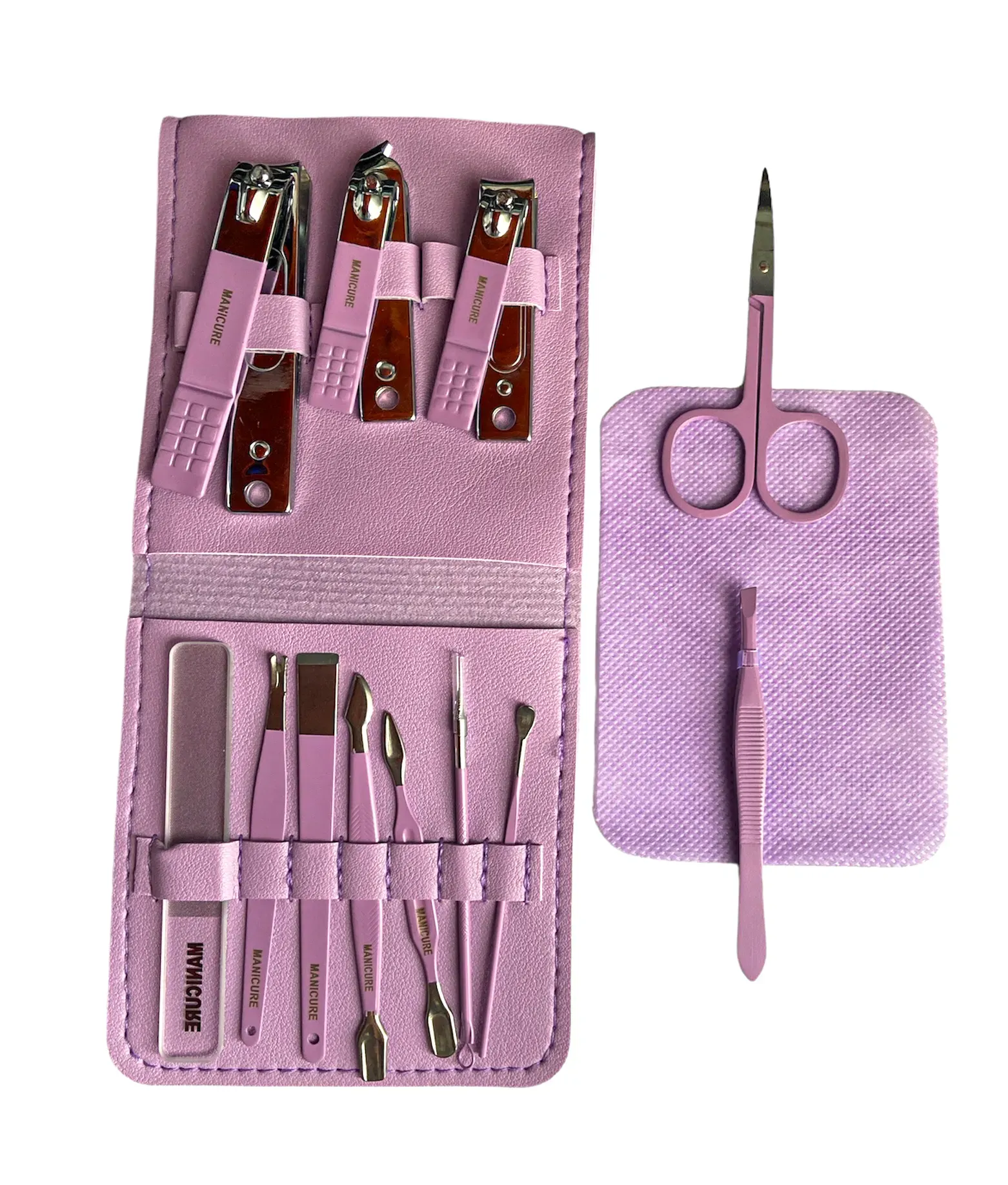 Estuche De Kit Manicura Corta Uñas Y Accesorios En Acero Inoxidable