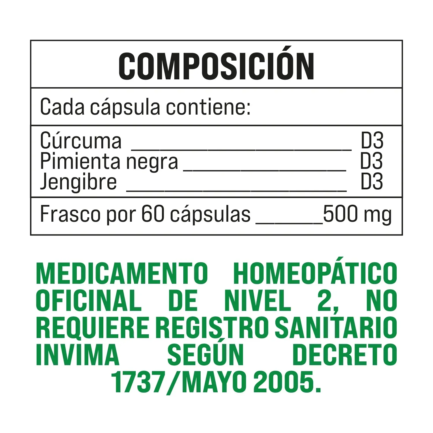 Curcuma, Pimienta Negra y Jengibre 60 Caps