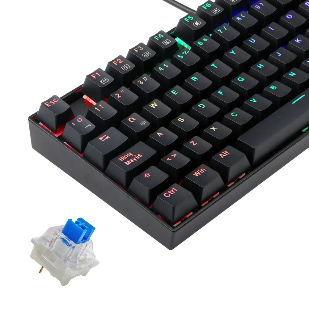 Teclado Gamer Redragon Kumara K552 Negro Alámbrico Rainbow Switch Azul