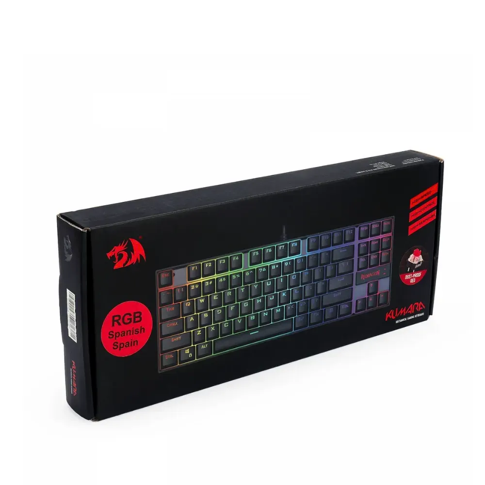 Teclado Gamer Redragon Kumara K552 Negro Alámbrico Rainbow Switch Rojo