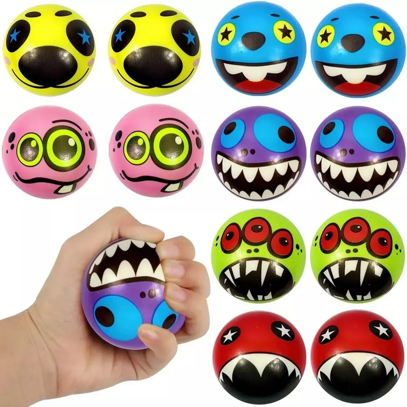 Pelotas Antiestres Emoji Monster Happy Colores X 12 Unidades