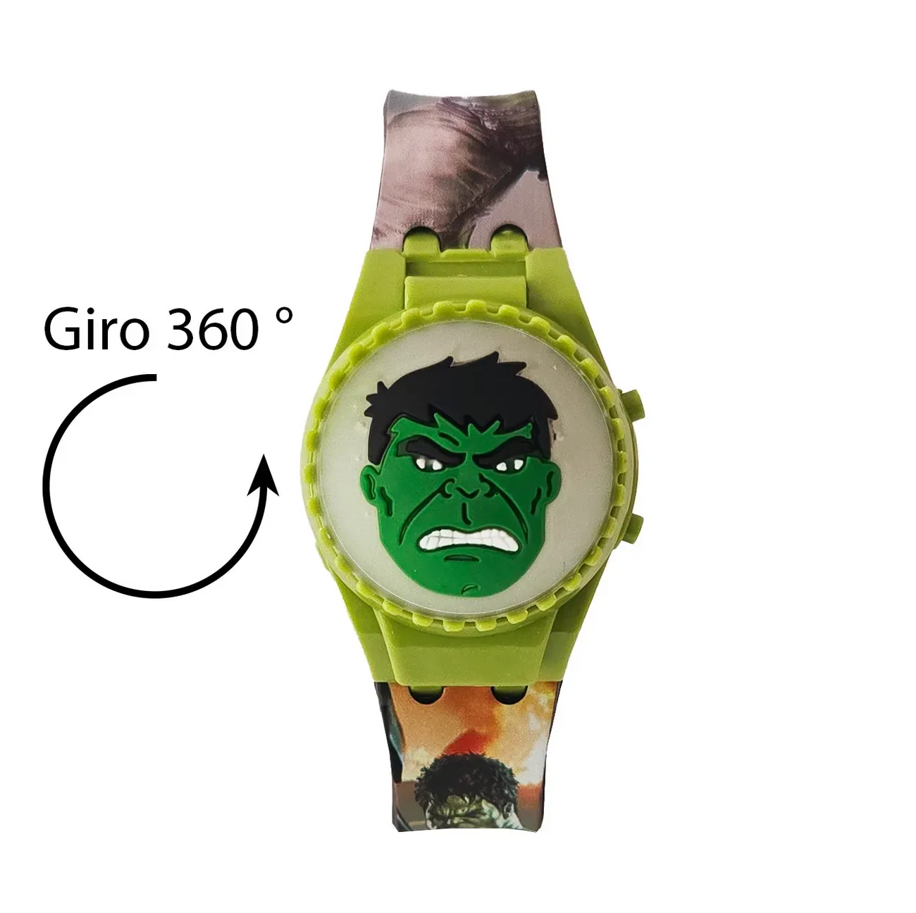 Reloj Niños Digital Hulk Luces Spinner Tapa Infantil Regalo