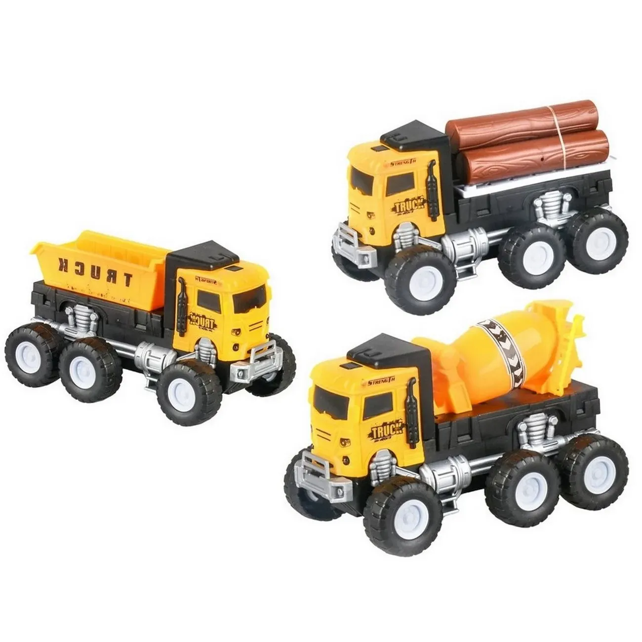 Colección Carros Camion Construccion Arrastre Niños X 3 Unid