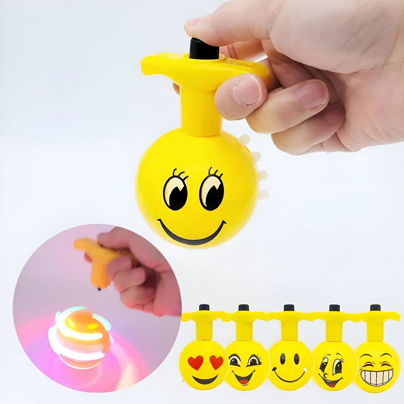 Trompo Luces Emojis Luces Musica Colores Divertido Niños X 6