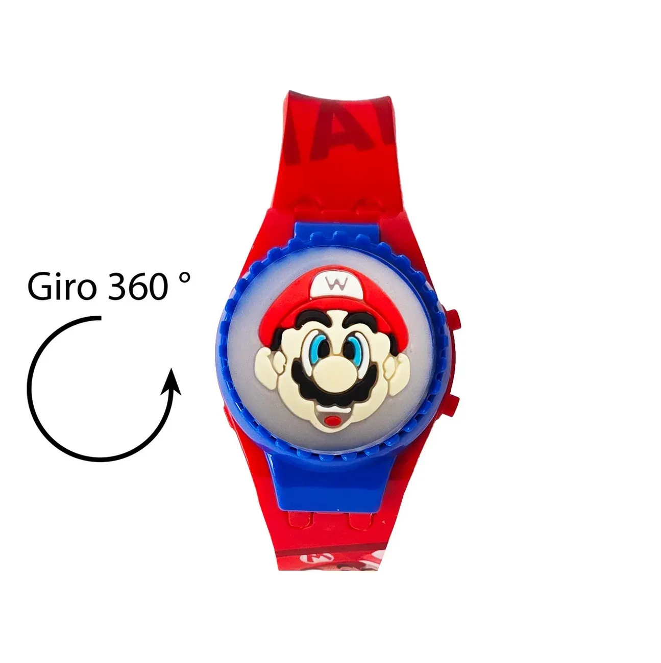 Reloj Niños Digital Super Mario Luces Spinner Tapa Infantil