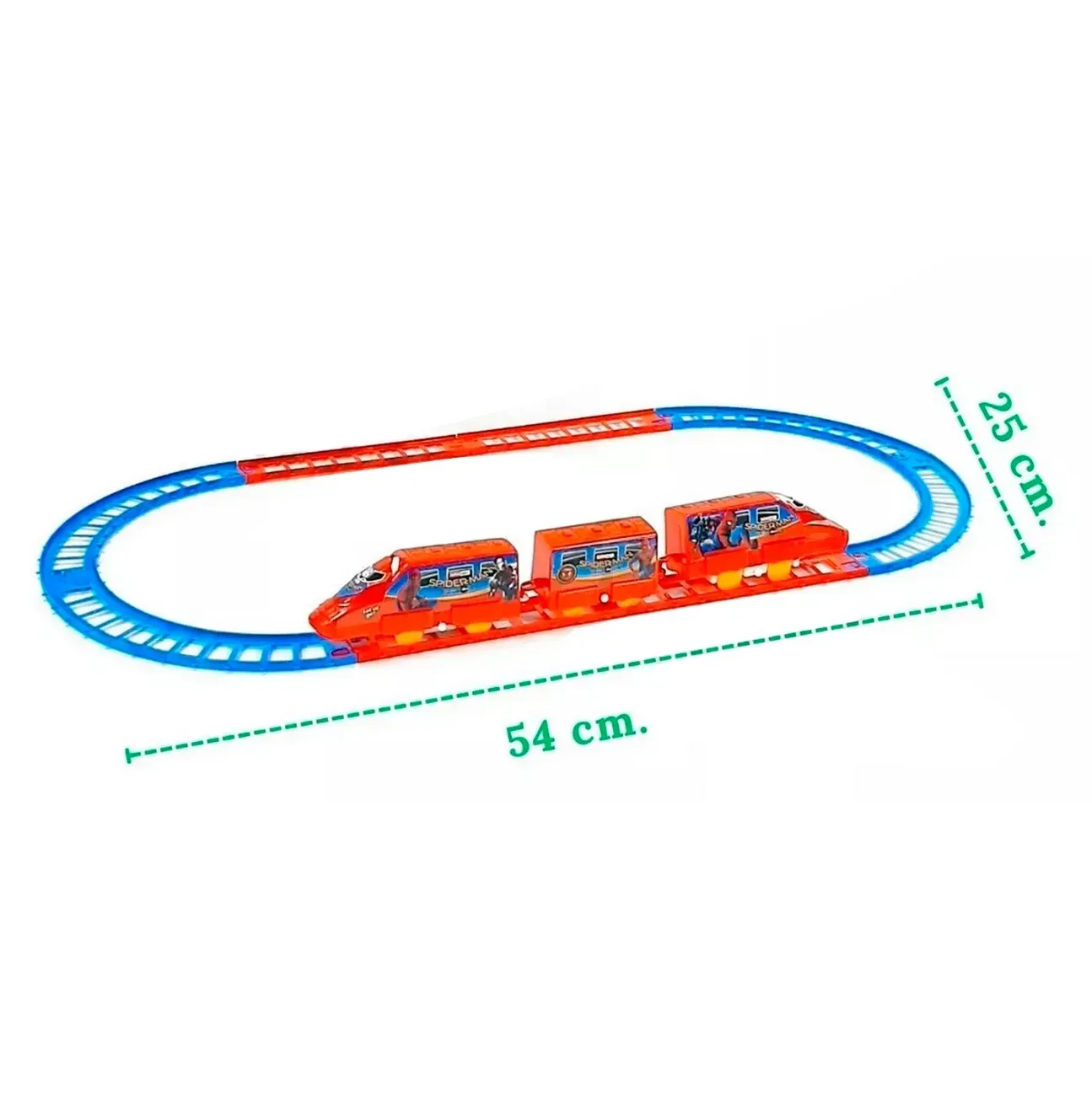 Tren Locomotora Juguete Spiderman Vía Encastrables 2 Vagones