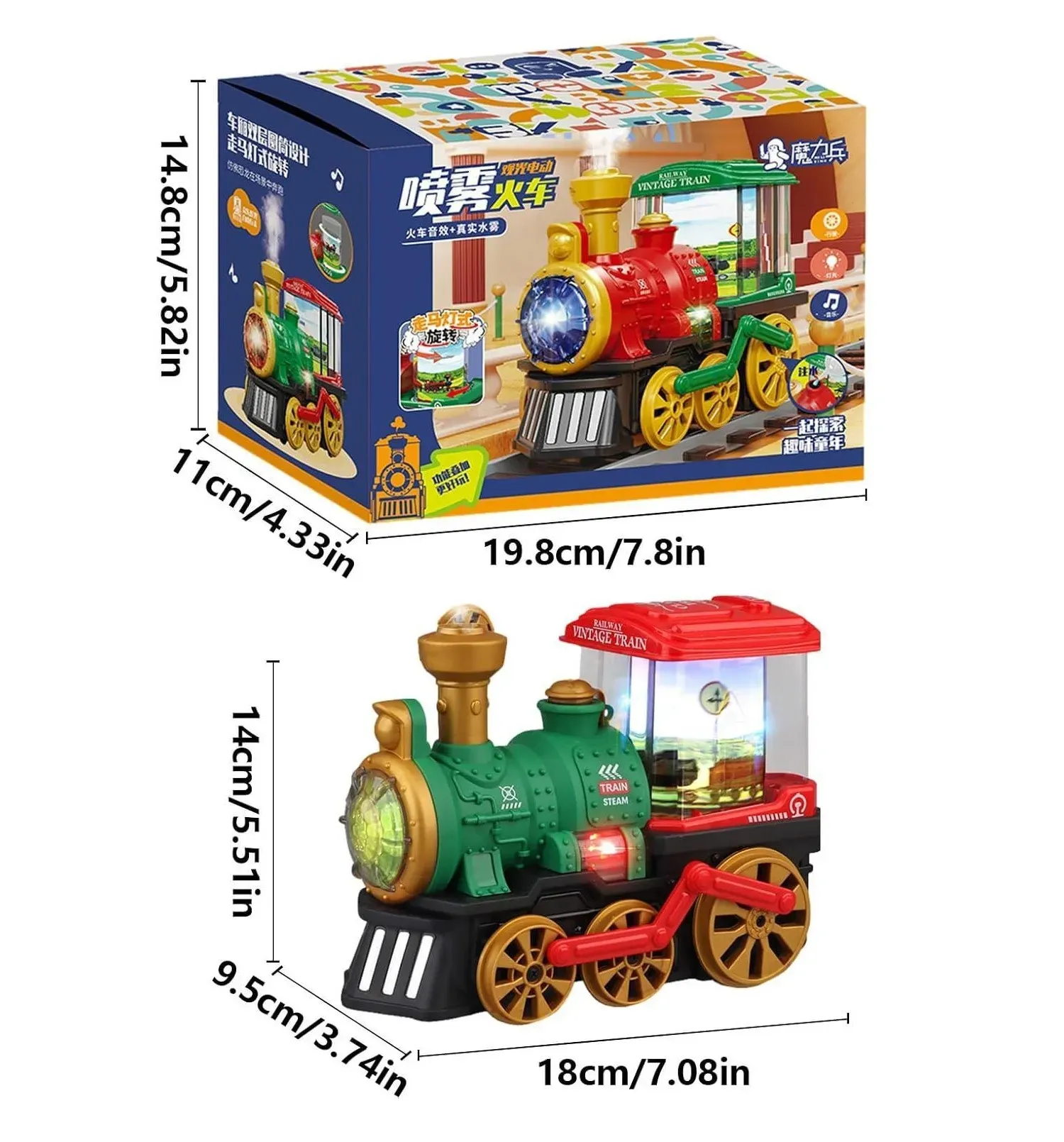 Tren 3d Imagenes Luces Sonido Vapor Juguete Niños + Baterias