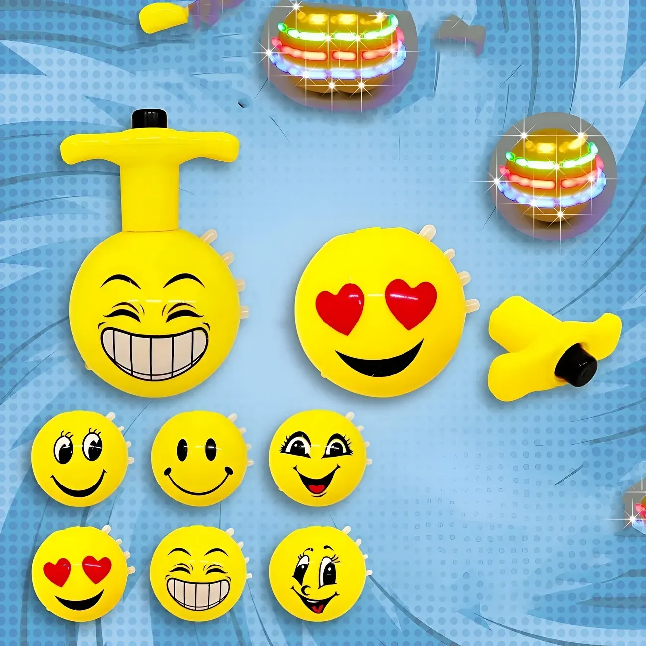 Trompo Luces Emojis Luces Musica Colores Divertido Niños X 6