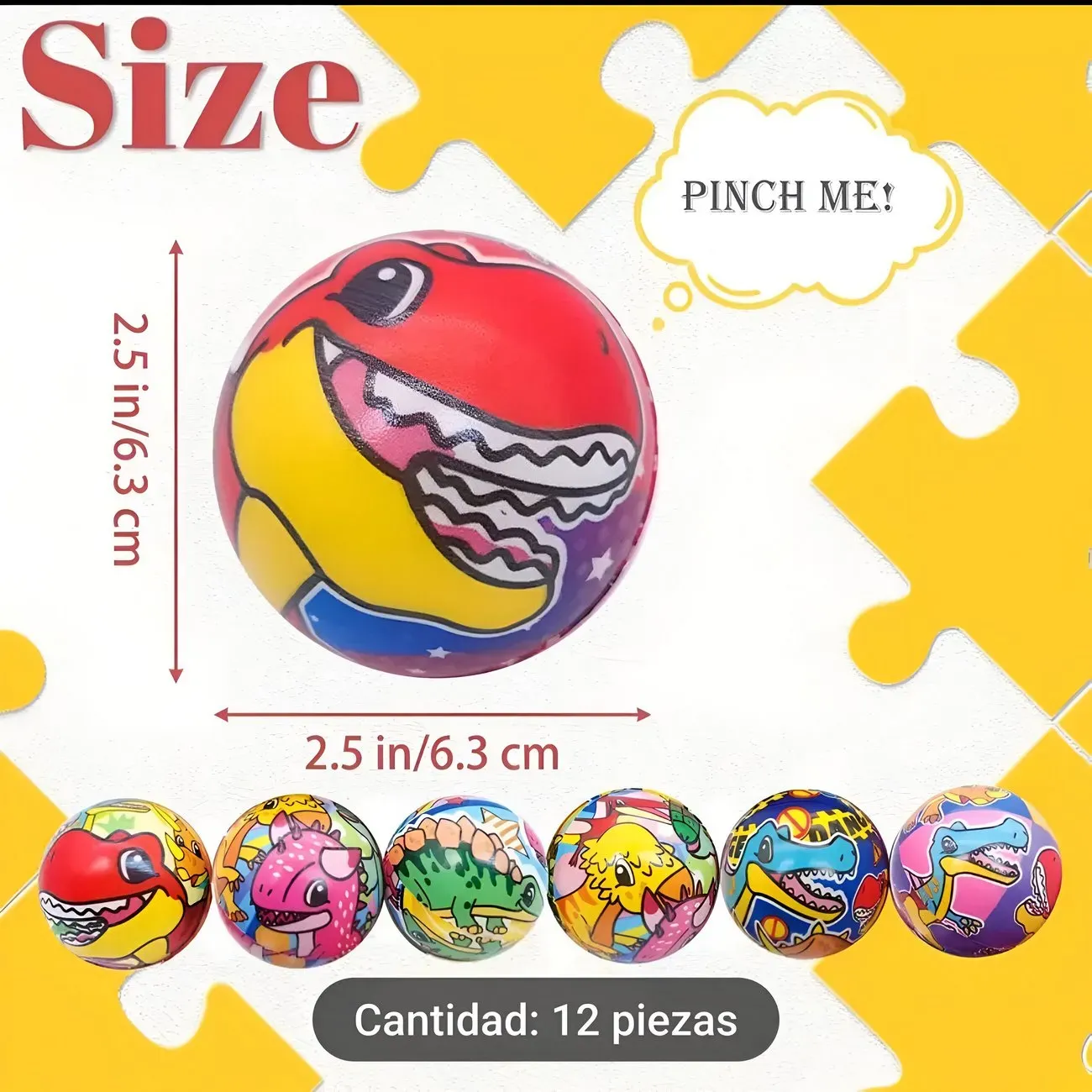 Pelotas Antiestres Dinosaurios Multicolor X 12 Unidades