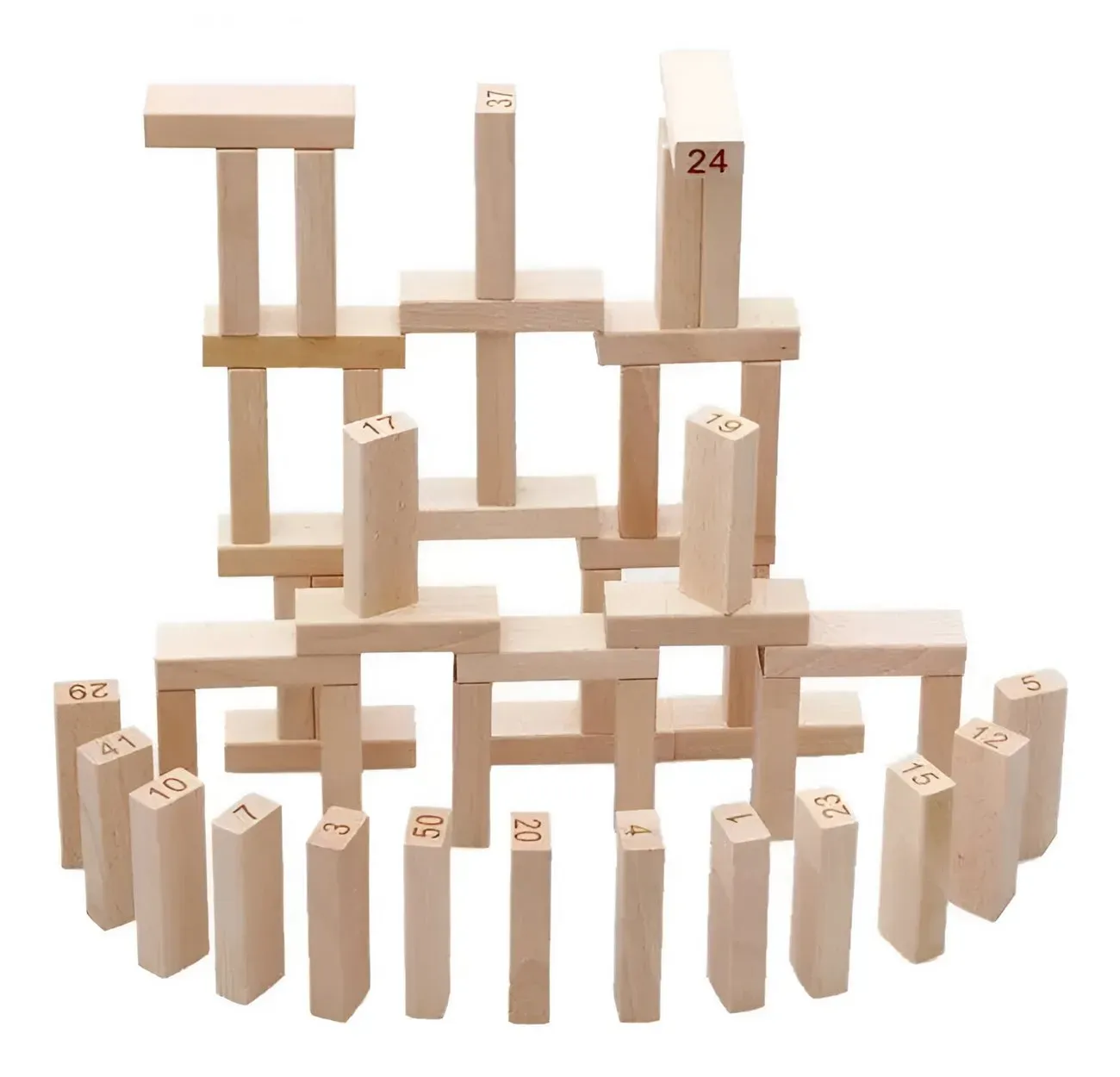 Jenga Torre Madera Mediana Bloques 48pc Dados Juego Mesa