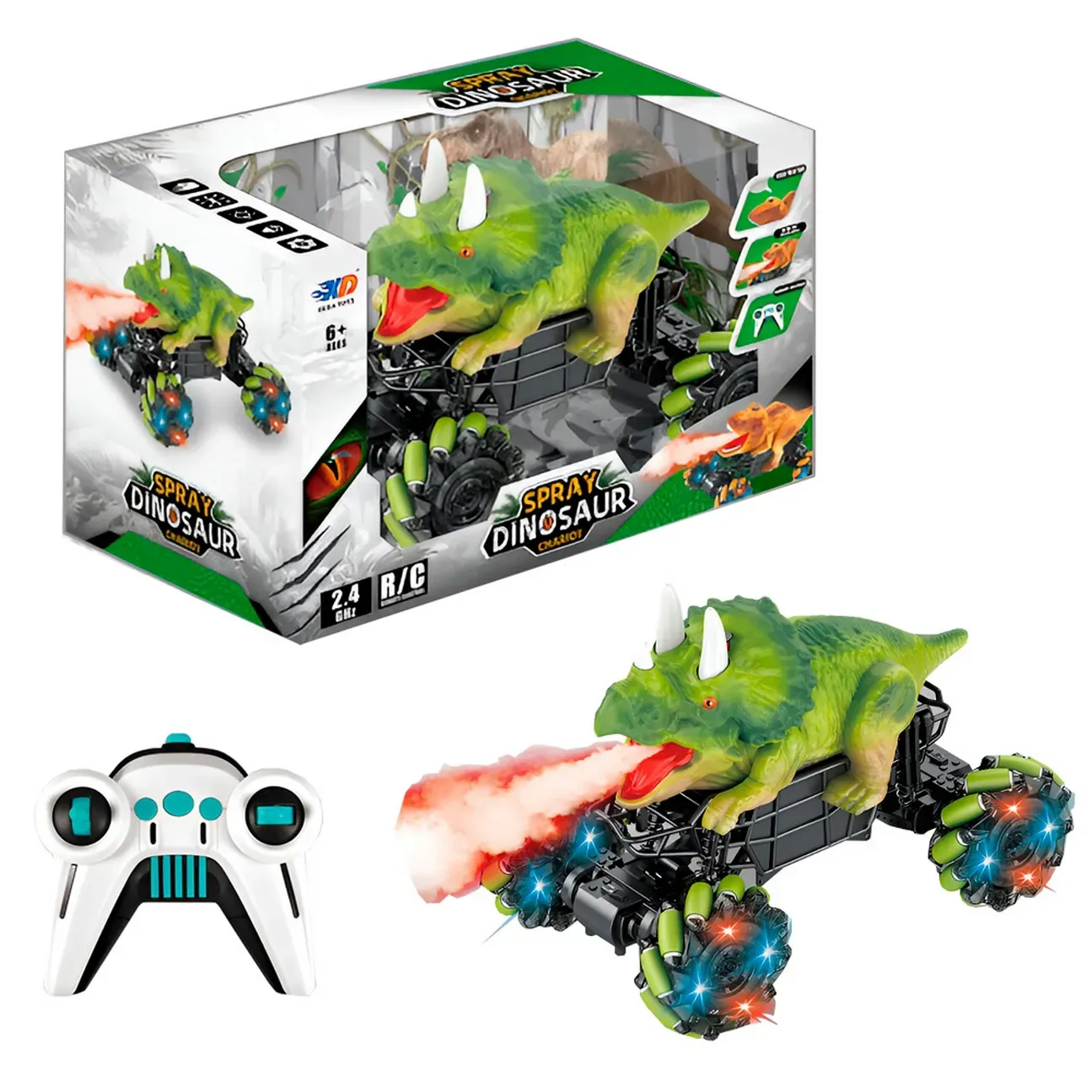 Carro Dinosaurio Triceraptos Recargable Control Remoto Niño