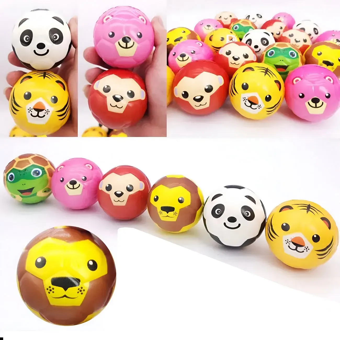 Pelotas Antiestres Animales Multicolor X 12 Unidades