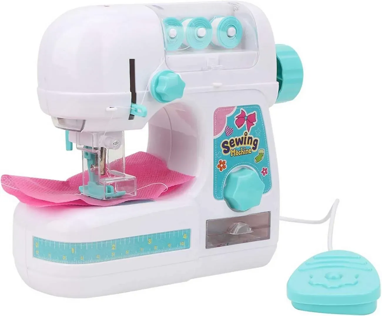 Maquina De Coser Para Niña Con Pedal De Juguete Funcional