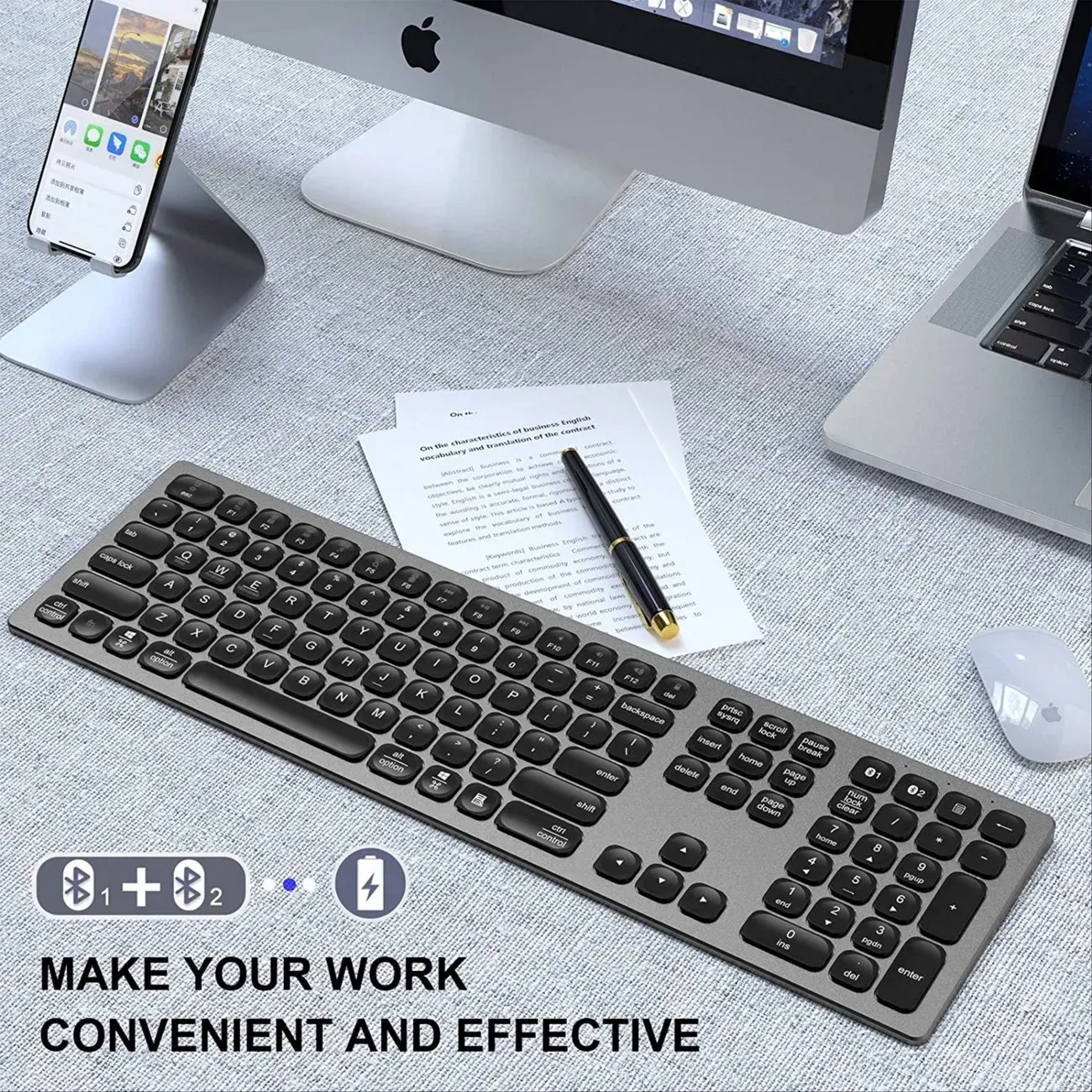 Teclado Inalambrico Recargable Bluetooth Aluminio Profesiona